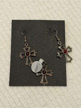 Cross Dangle Earrings and Pendant Set